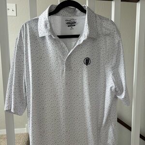 Men's White Polo Shirt- Straight Down